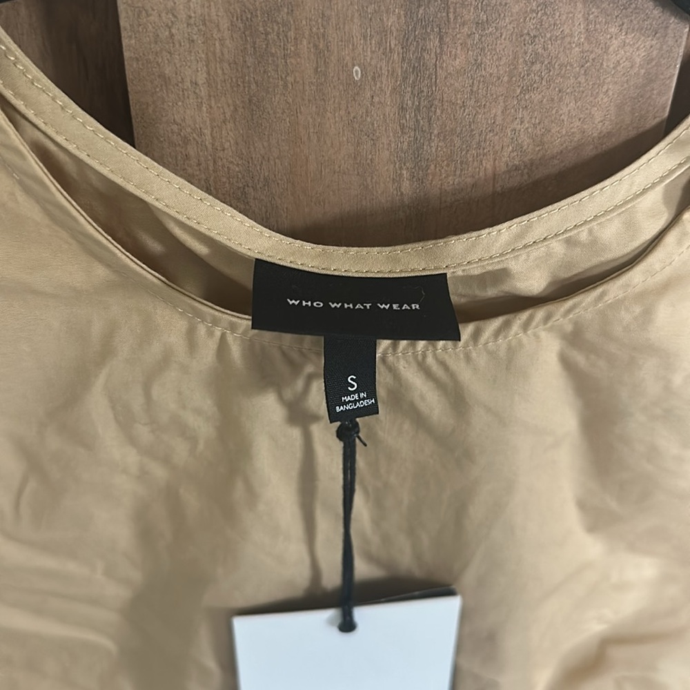 NWT Who What Wear Tan Puff Sleeve Blouse - Picture 7 of 14